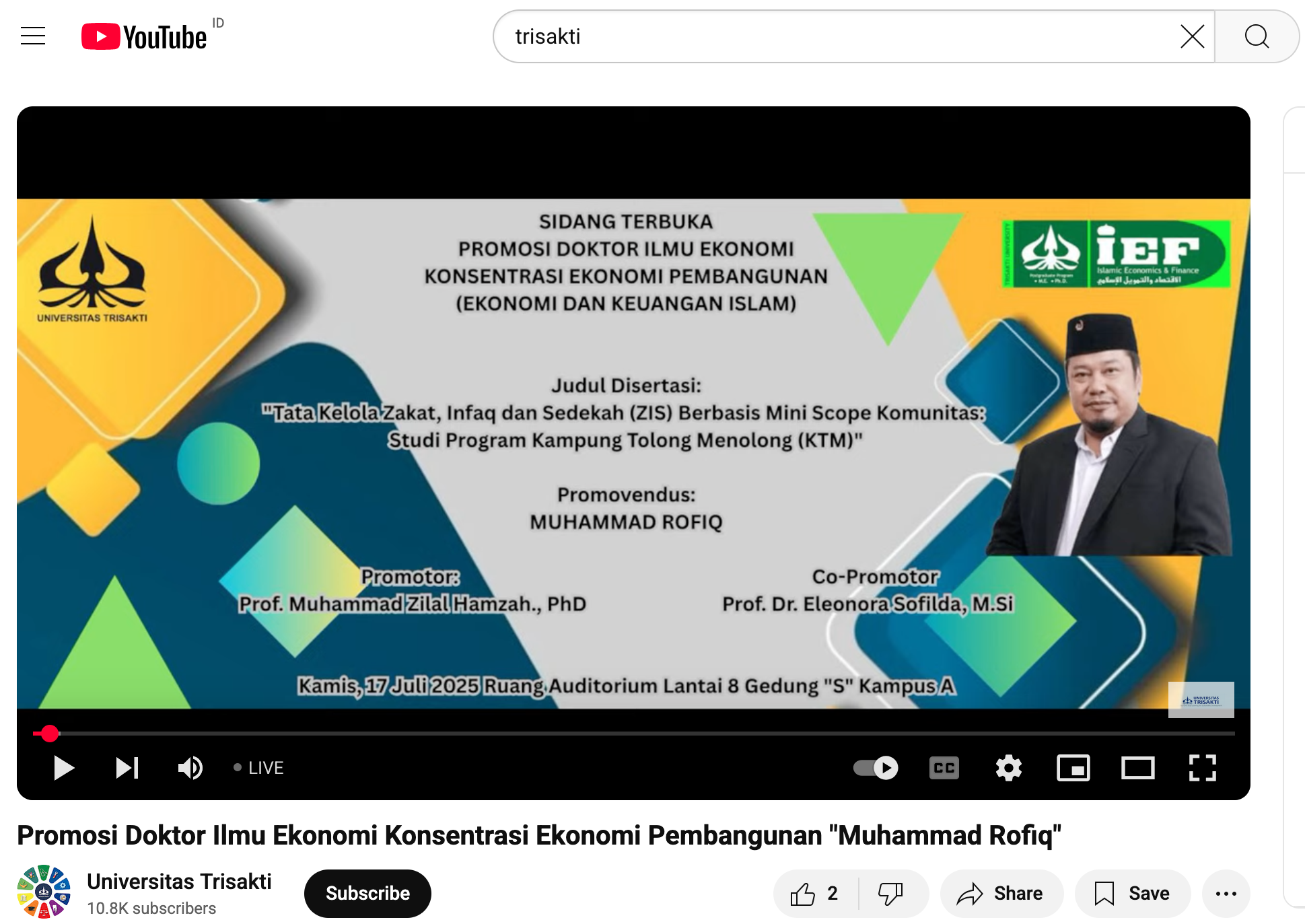 s3 Ekonomi dan Keuangan Syariah Trisakti